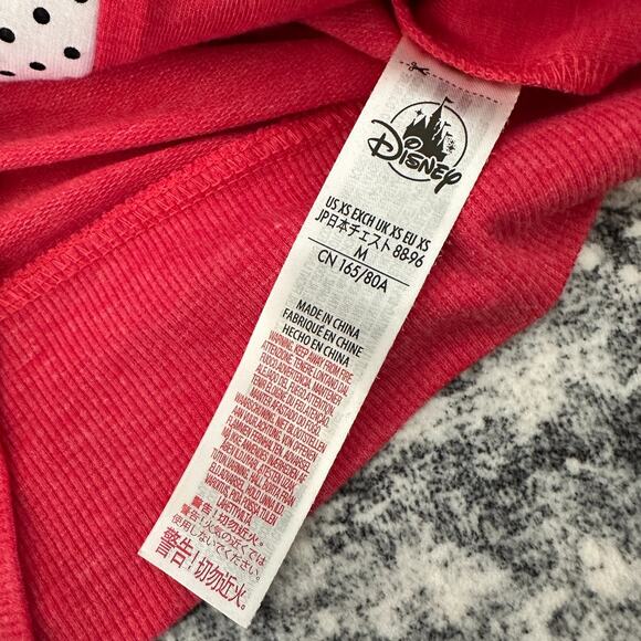 Disney Minnie Mouse Hoodie Red Polka Dot Bow Zip Sweater Womens Size M layered - Picture 6 of 7